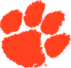 Clemson University tiger paw logo.